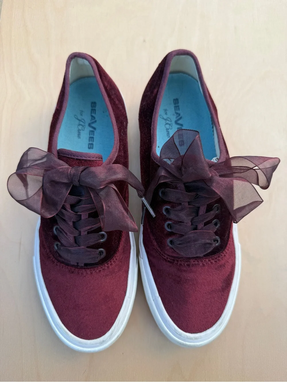 J. Crew Velvet Legend Sneakers Burgundy Maroon Women’s 9 Coquette SeaVees